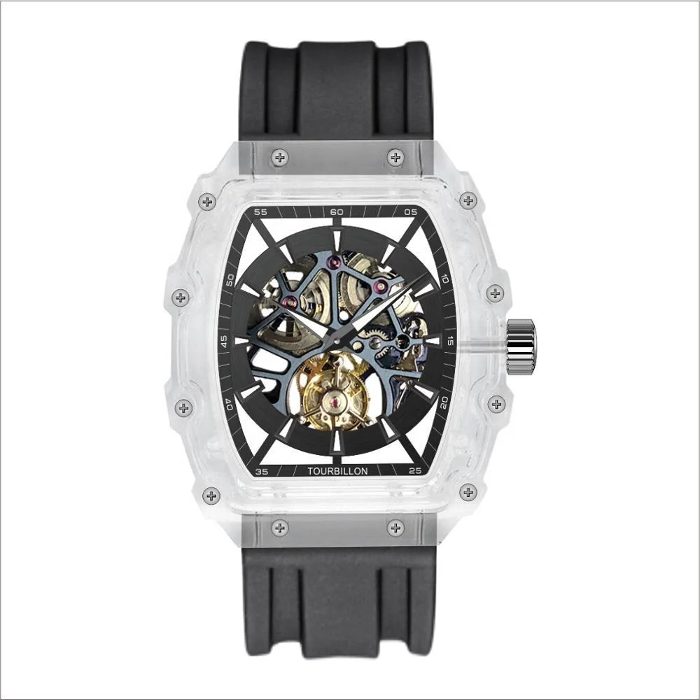 Luxury Tourbillon Watch transparent Watch Sapphire Case Watch