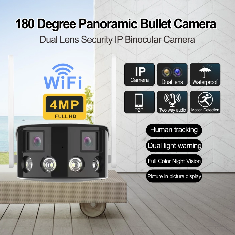 Témoin de double Anxinshi 4MP caméra binoculaire bullet camera panoramique 180 degrés