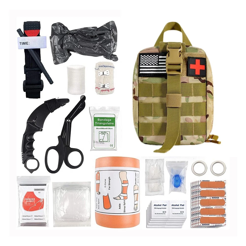 Emergency Medical Tactical Trauma Mili-Tary Outdoor Camping Hiking Portable 90 Pieces First Aid Kit Bag
