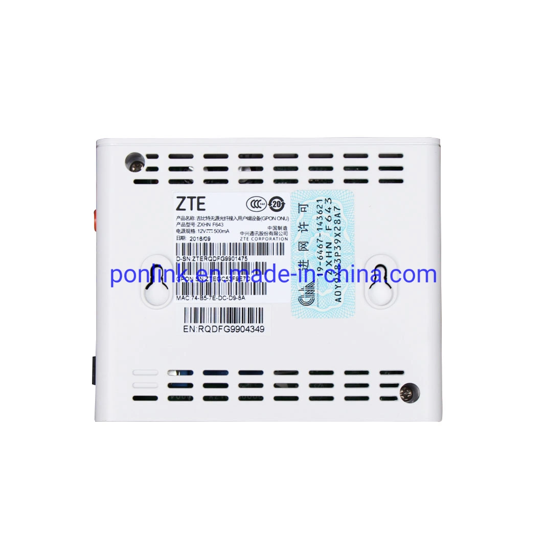 FTTH ONU Modem F643 1ge English Firmware Gpon Ont ONU Optical Fiber Equipment F601 F643