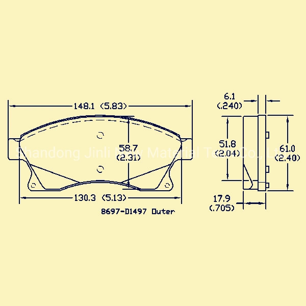 D1497 Ceramic Brake Pads with High Friction Coefficient and Great Heat Resistance