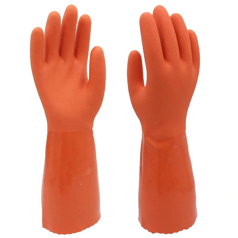 Cotton Liner PVC Coating Orange Gloves Bulk Work Gloves