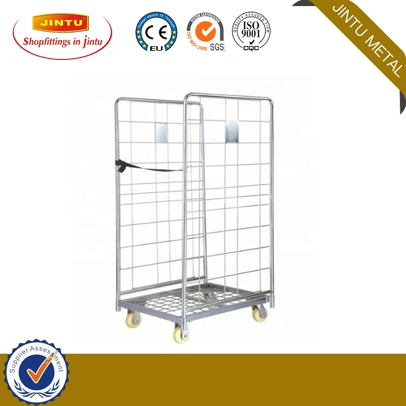 High quality/High cost performance  Warehouse Galvanized Steel 2 Side Folding Nesting Metal Mesh Storage Wire Roll Container