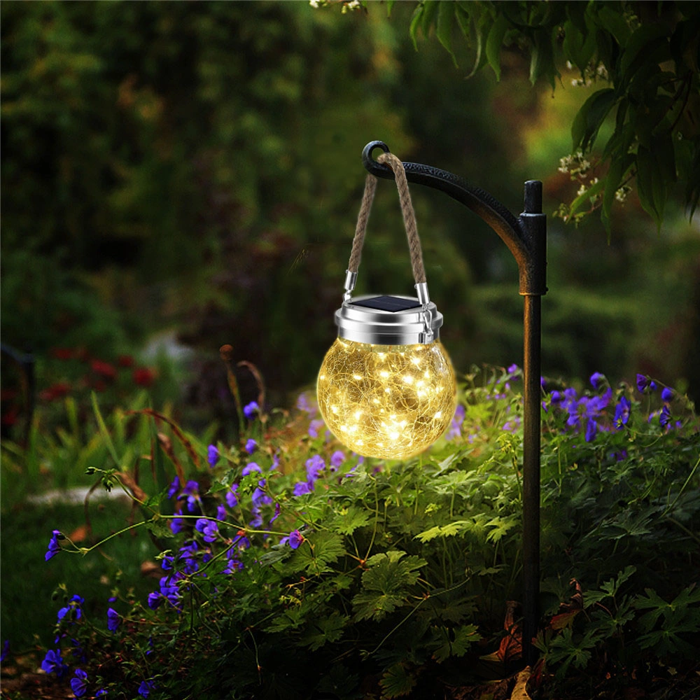 Waterproof Decoration Solar Crack Glass Jar Light for Outdoor Tree Fence