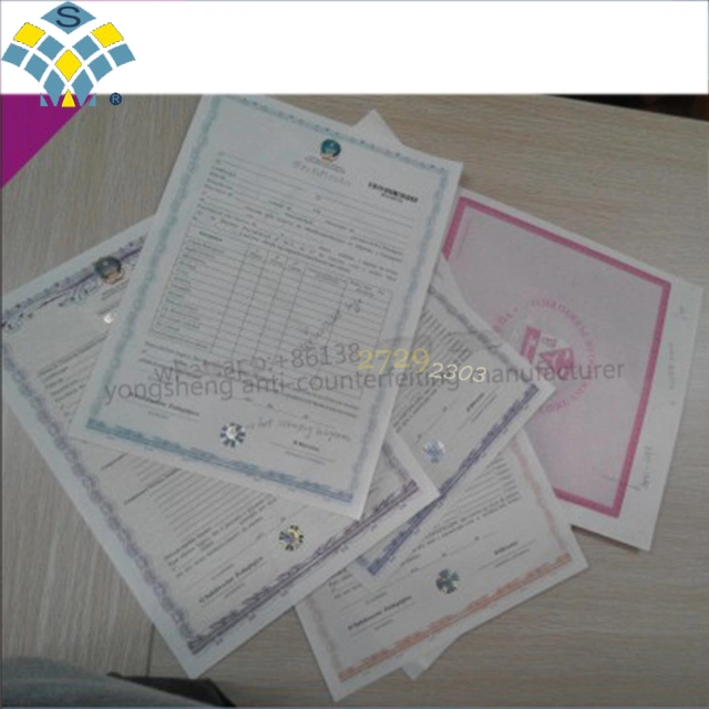 Security Hologram Strip Embeded Watermark Certificate Paper