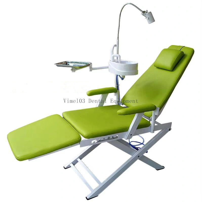 Cadeira dobrável Dental portátil com luz LED e turbina pneumática Unidade