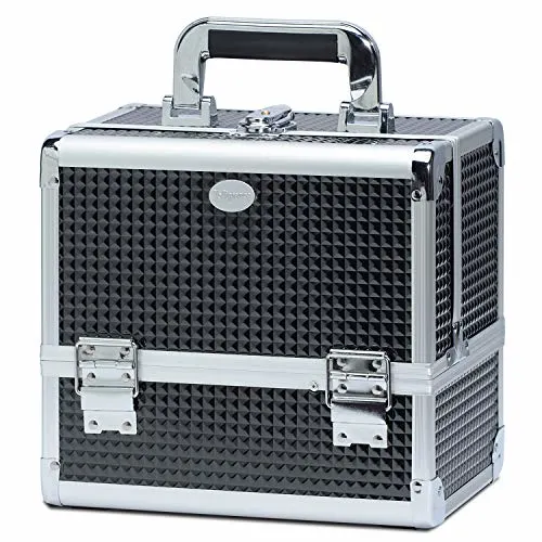 Aluminum Makeup Box with Mirror Train Case Cosmetic Travel Organizer Gift Box