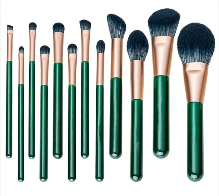 New Fashion Green Color 12PCS Makeup Brush Set High quality/High cost performance  Vegan Synthetic Hair Beauty Tools