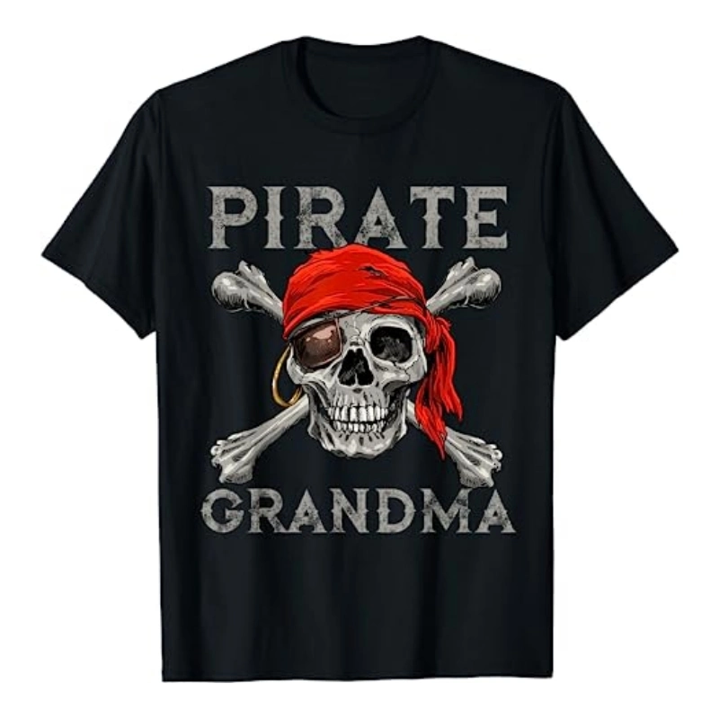 Pirate Shirt Jolly Roger Skull Crossbones Flag Hip Hop Streetwear Fashion Cotton T-Shirt