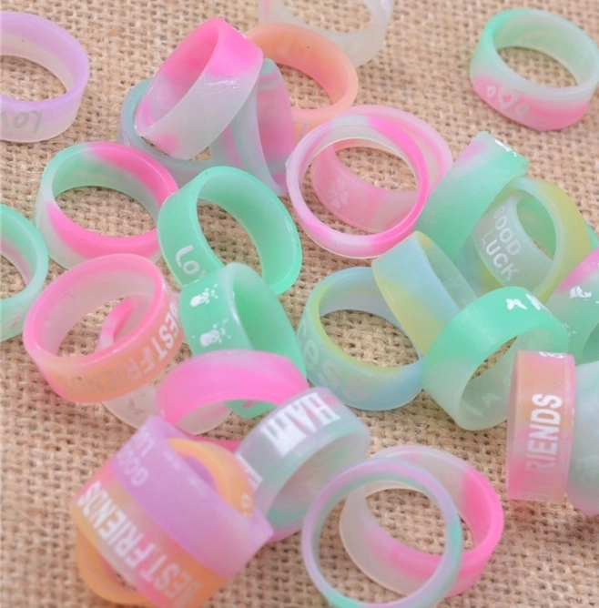 Rainbow anillo de silicona - Moda Color Promoción de Regalo niños/adultos