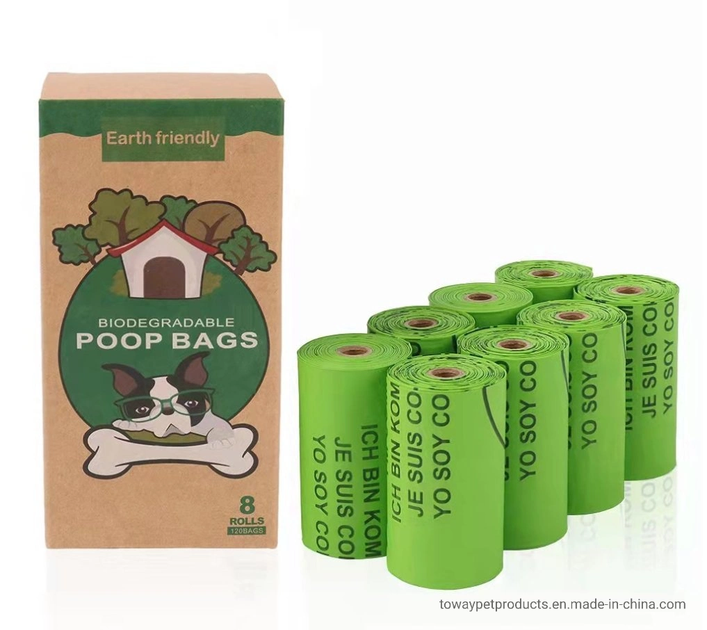 Ecofriendly 100% compostable Printing Dog Trash Bag Pet Poo Bags