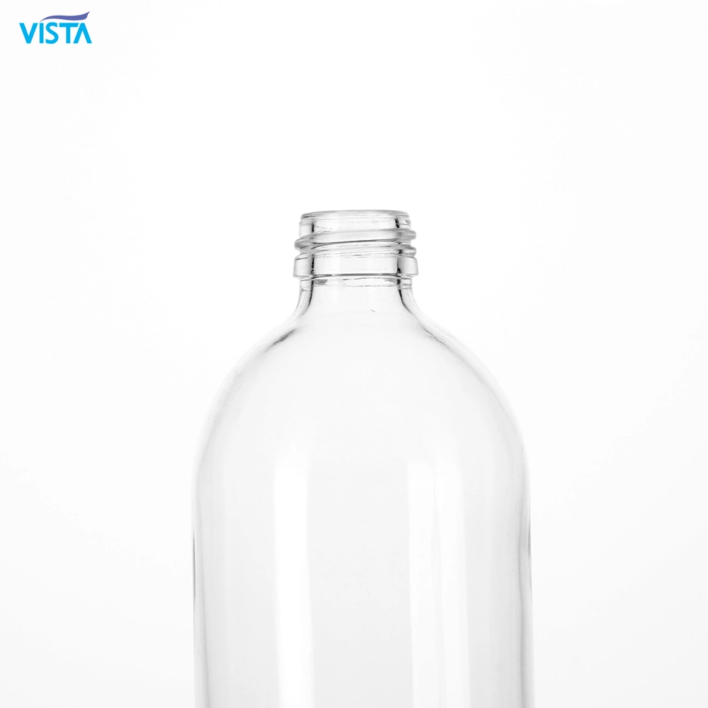 Promotional Personal Logo Flint Clear Milk Empty 750ml 1000ml Mineral Water Glass Boston Bottle with Screw Cap