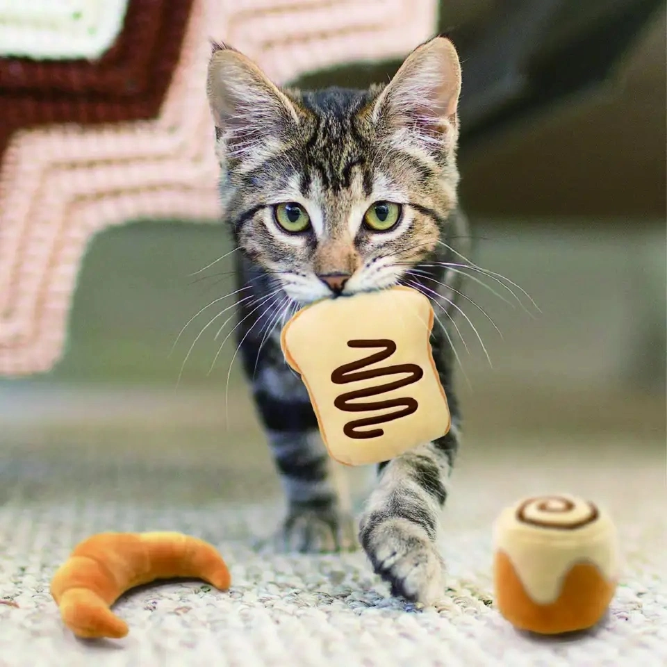 Newest Bread Catnip Toys Kitten Interactive Chew Bite Kick Natural Plush Lifelike Cat Soft Toy