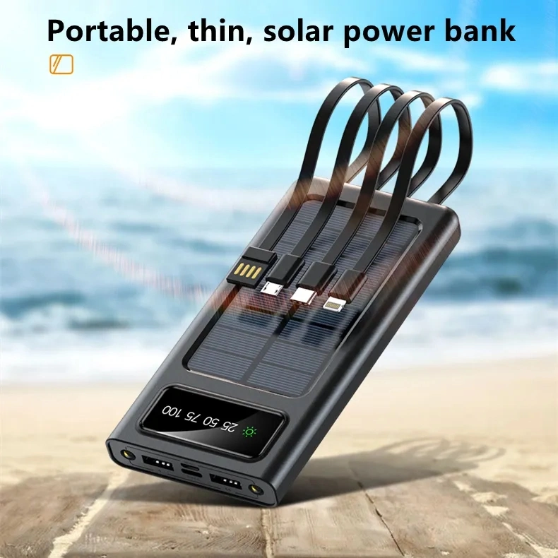 20000mAh Portable Fast Charge Solar Power Bank Digital Display LED Flashlight