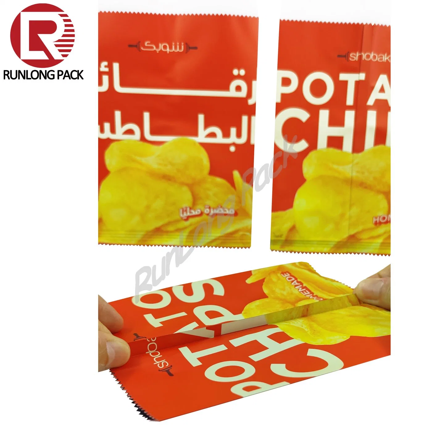 Laminated Custom Printing Fin Lap Seal Bag Pouch Puffs Food Popcorn Potato Chips Packaging Bag