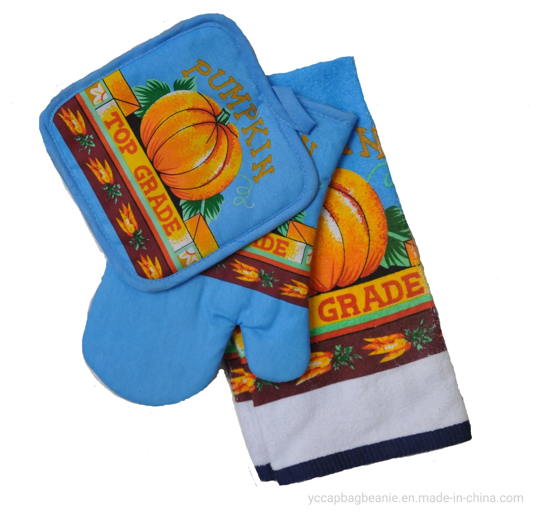 Halloween Day Print Gift Decoration Necessities Dish Towel Kitchen Apron Towel Mitten Set