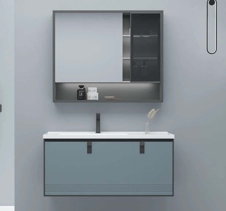 Wall Mounted Type with Top Ceramic Basin Shelf and Simple Mirror