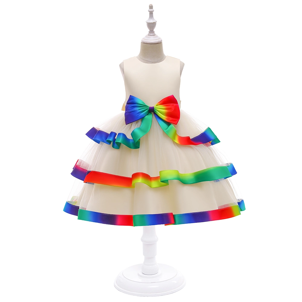 Baby Wear Layered Girls Party Garment Ball Gown Princess Frock Lace Sweet Long Dress