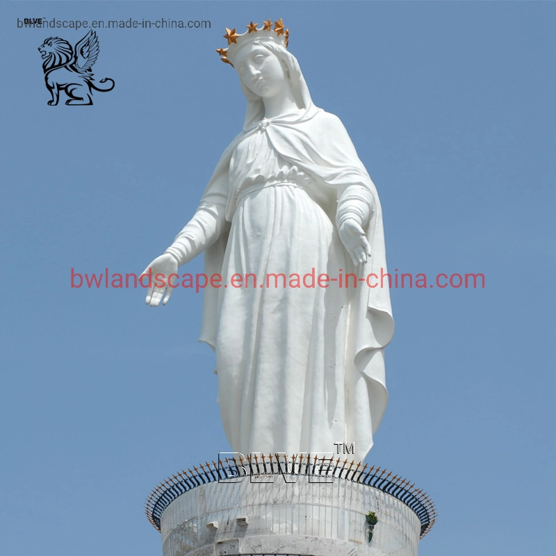 Blve Church Life Size White Stone Catholic Religious Outdoor Statues Marble Virgin Mary Statue for Sale