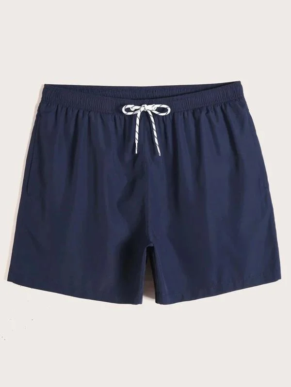 Azul Marinho cor sólida impressão de moda praia Boxer Shorts calções de banho nadar curtos os troncos de natação para Férias