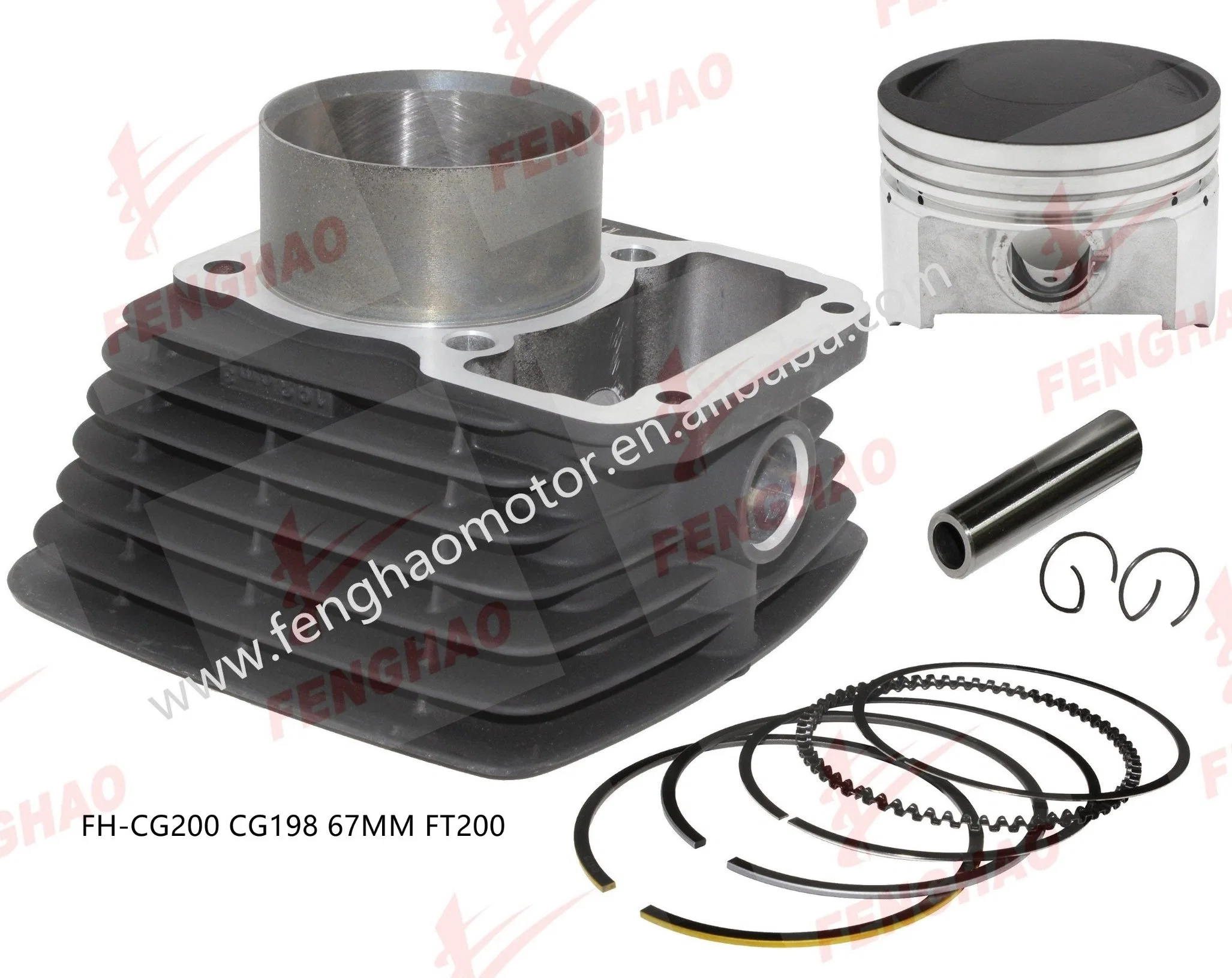 مجموعة أسطوانات قطع غيار محركات الدراجة البخارية Honda Cg200-Cg198-Dm200/Cg200-Cg198-FT200/Cg250