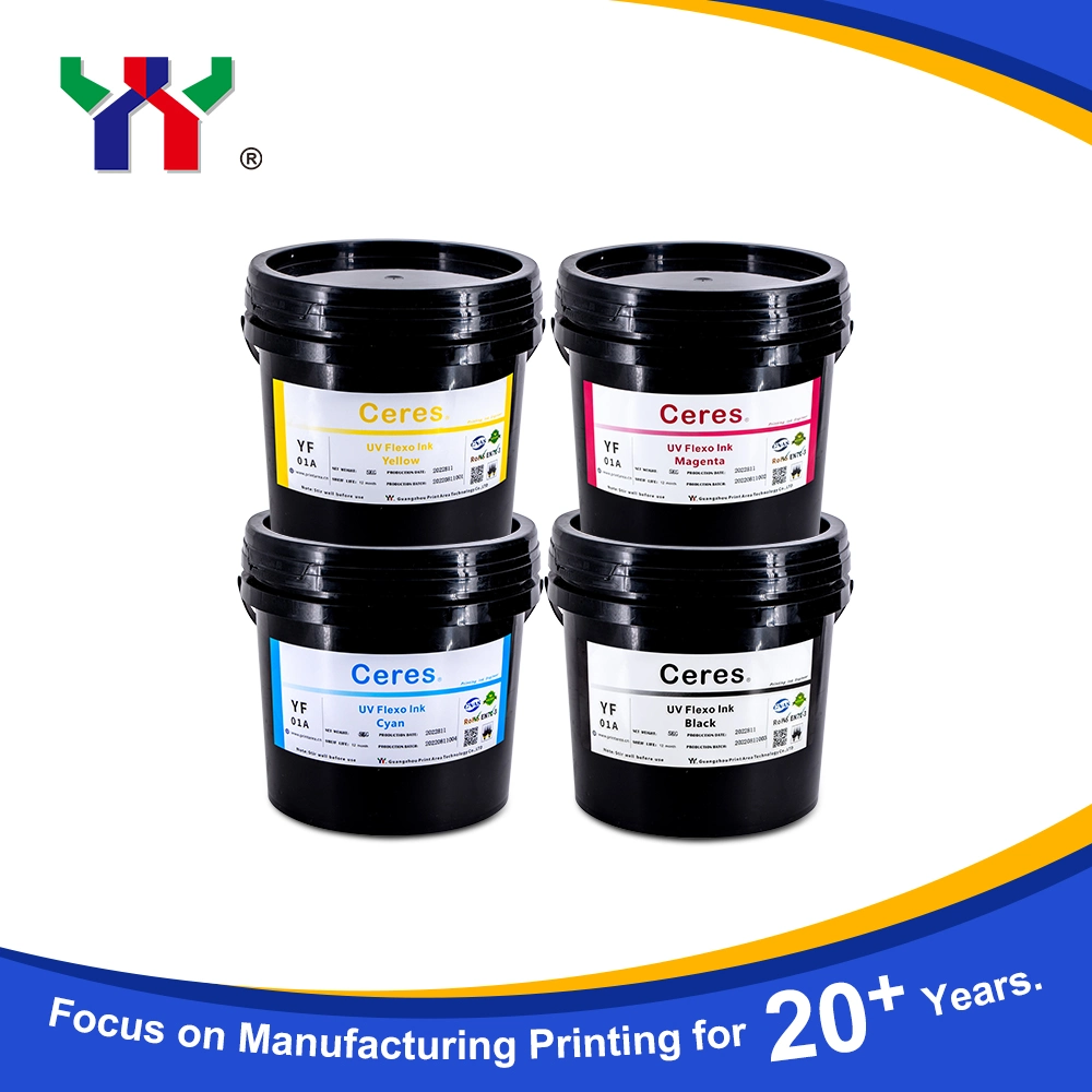 High quality/High cost performance Ceres Strong Adhesive Force UV/LED Flexo Printing Ink for Paper and Label Printing (PP, PET materials) , Panton Color Rhodamine Red 5kg/Barrel