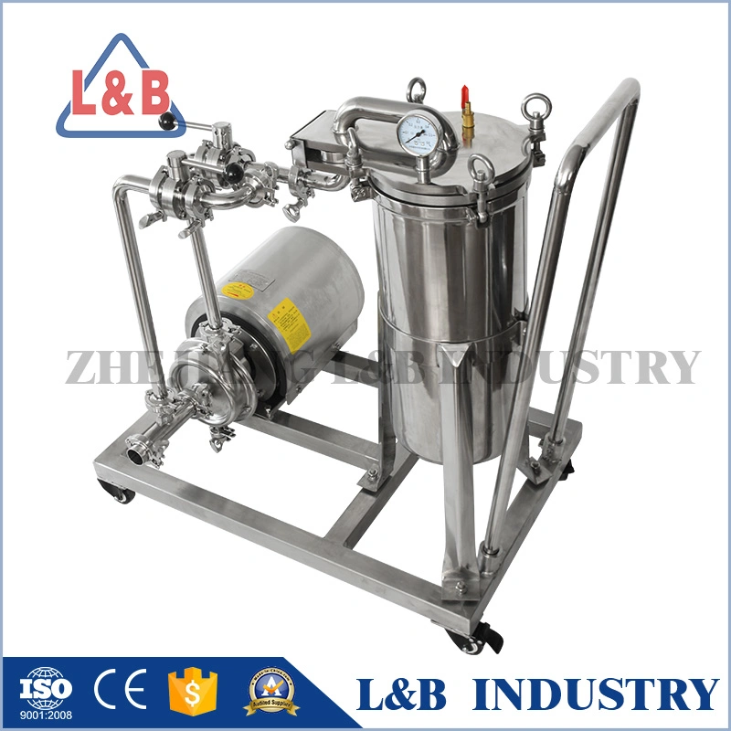 Stainless Steel Sanitary Bag Filter Cart with Sanitary Pump Assembly