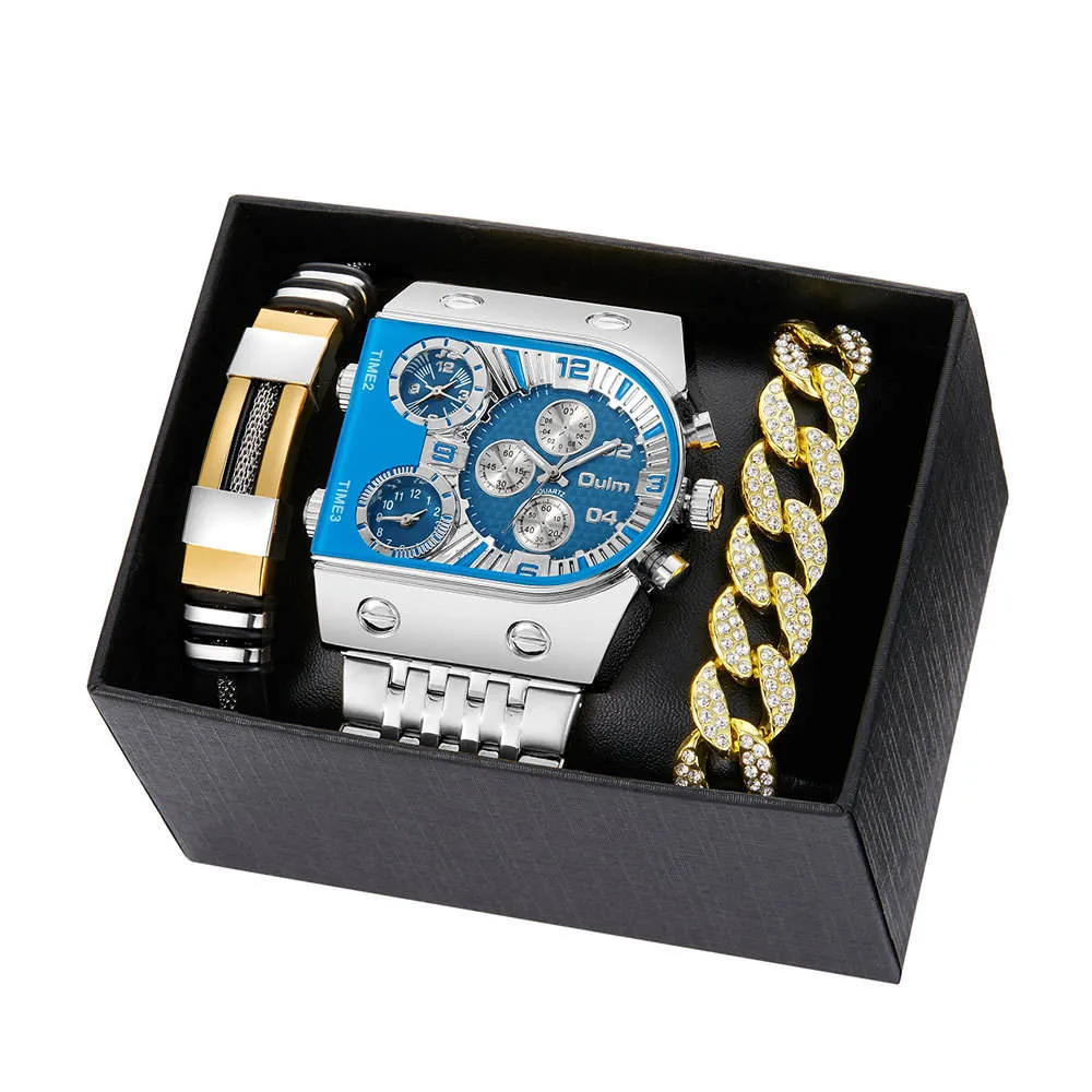 Montres-cadeaux pour hommes de luxe avec bracelet en acier doré, style décontracté à quartz, pour hommes élégants.