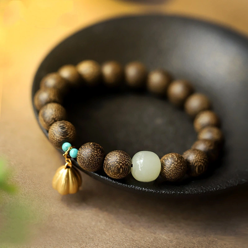 Natural Agarwood Bracelet with Lotus Seed and Agarwood Beads