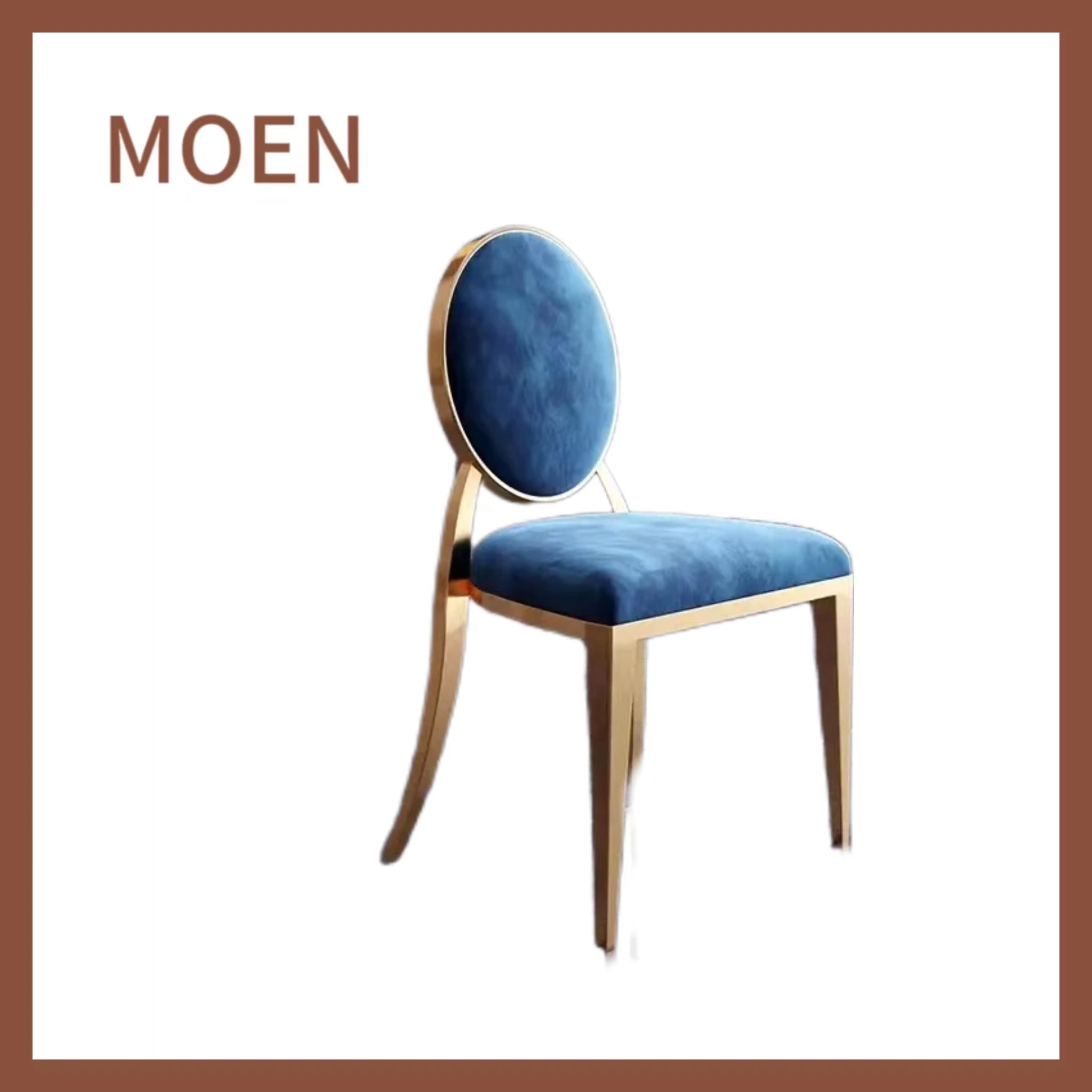 Cadeira de jantar moderna em pele PU com pernas de aço inoxidável douradas Mobiliário do hotel