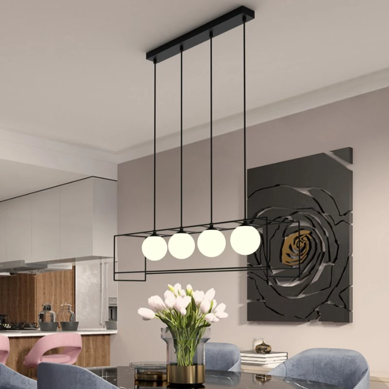 2023 Hot Sales Modern Design Dining Table Chandelier Metal Glass Pendant Lamp