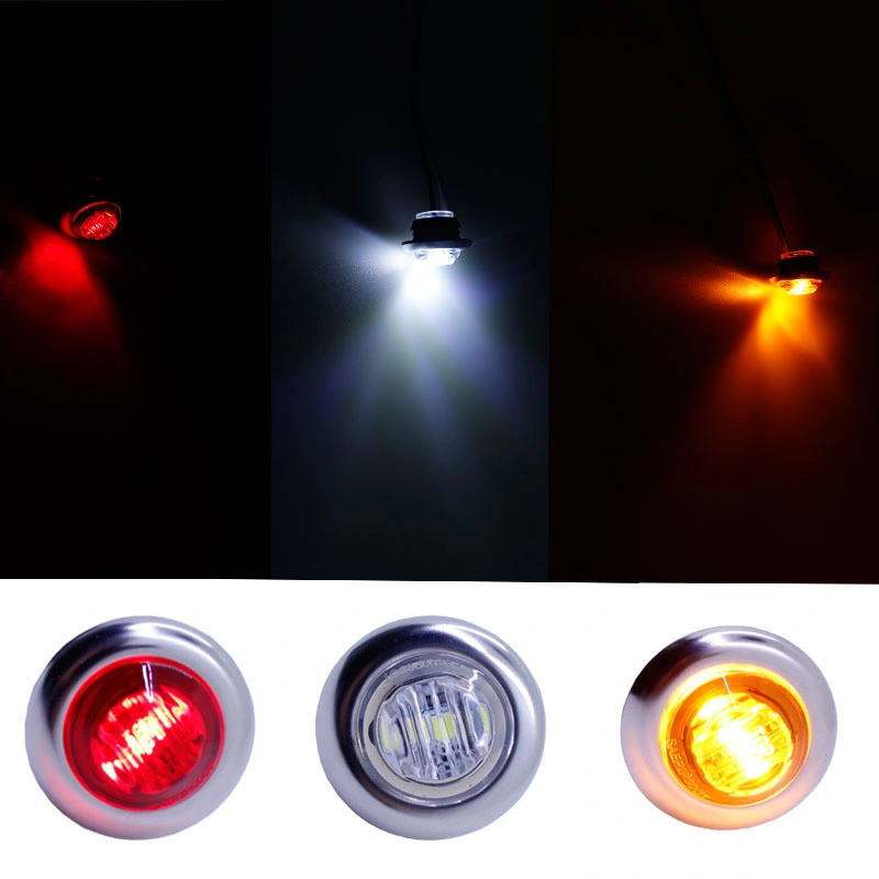 3/4" Round Amber Red Car Truck Warning Light Trailer Truck Light LED Side Marker Light
