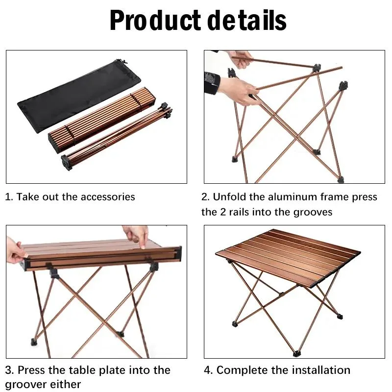 Outdoor Picnic Tables Aluminum Portable Camping Table Foldable Picnic Folding Camping Table