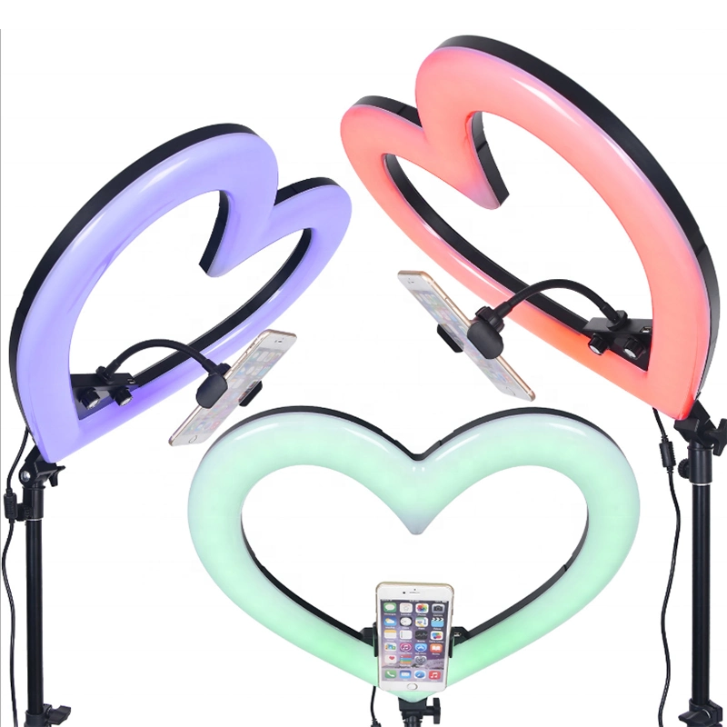 Photographie d'alimentation Brightenlux Fabricant ABS 10 niveaux de luminosité 3 Modes de lumière l'anneau en forme de coeur de lumière pour Selfie Live Streaming vidéo