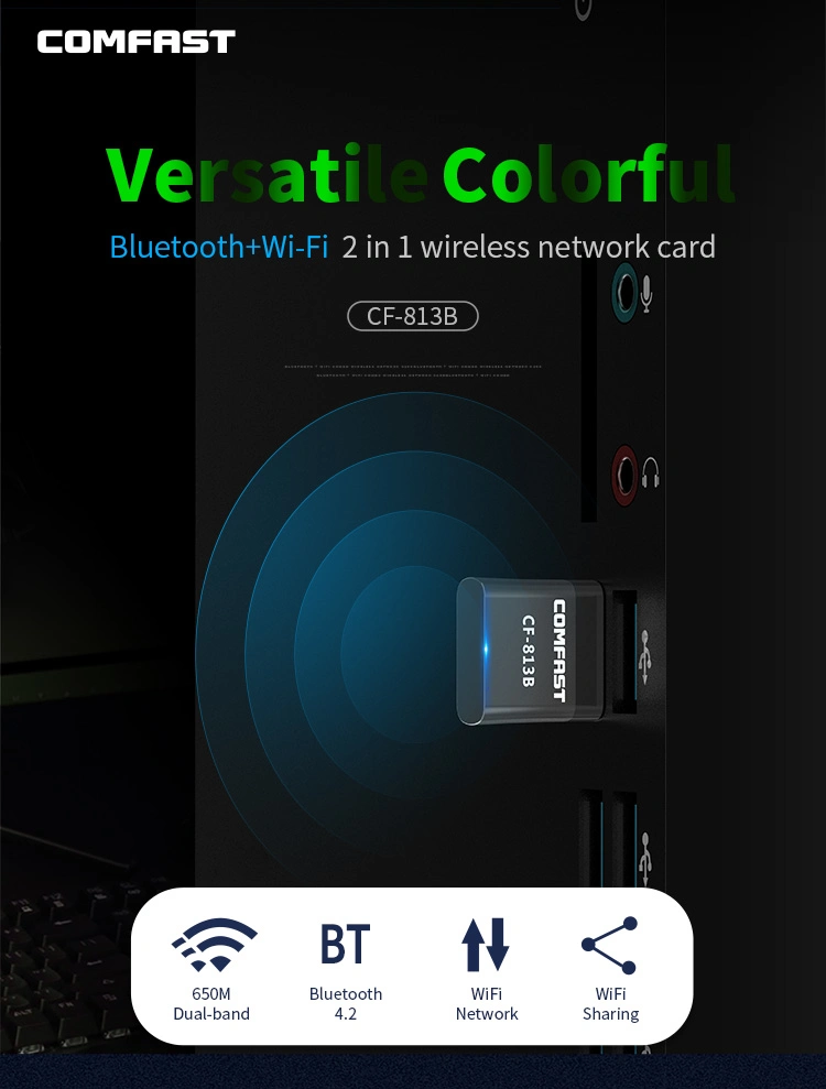 Comfast 2.4G 5g двухдиапазонный 650 Мбит/с WiFi Bluetooth AC USB Беспроводной адаптер