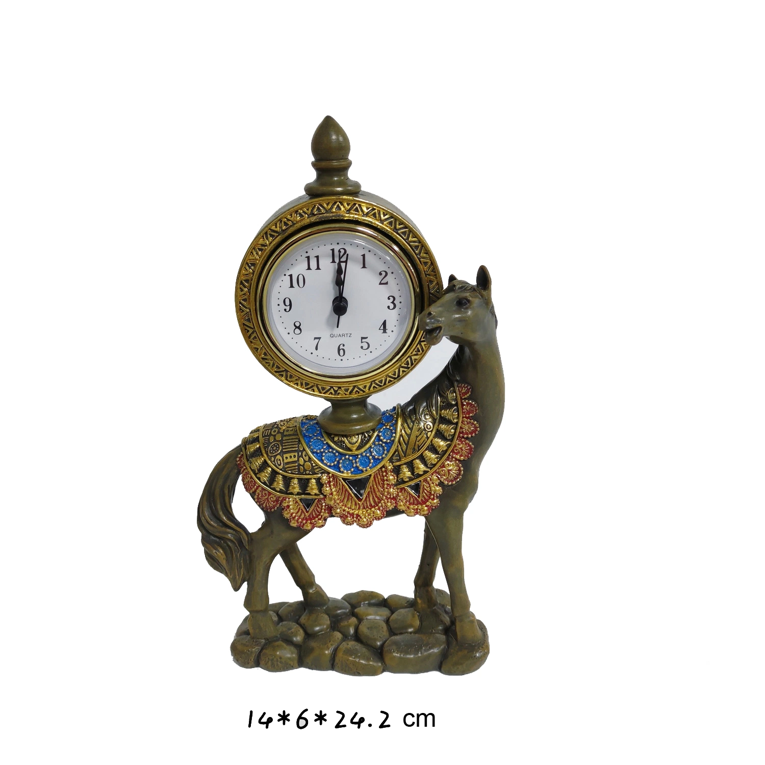 Horloge à cheval de haute qualité sur mesure Sculpture Statue en résine artisanat