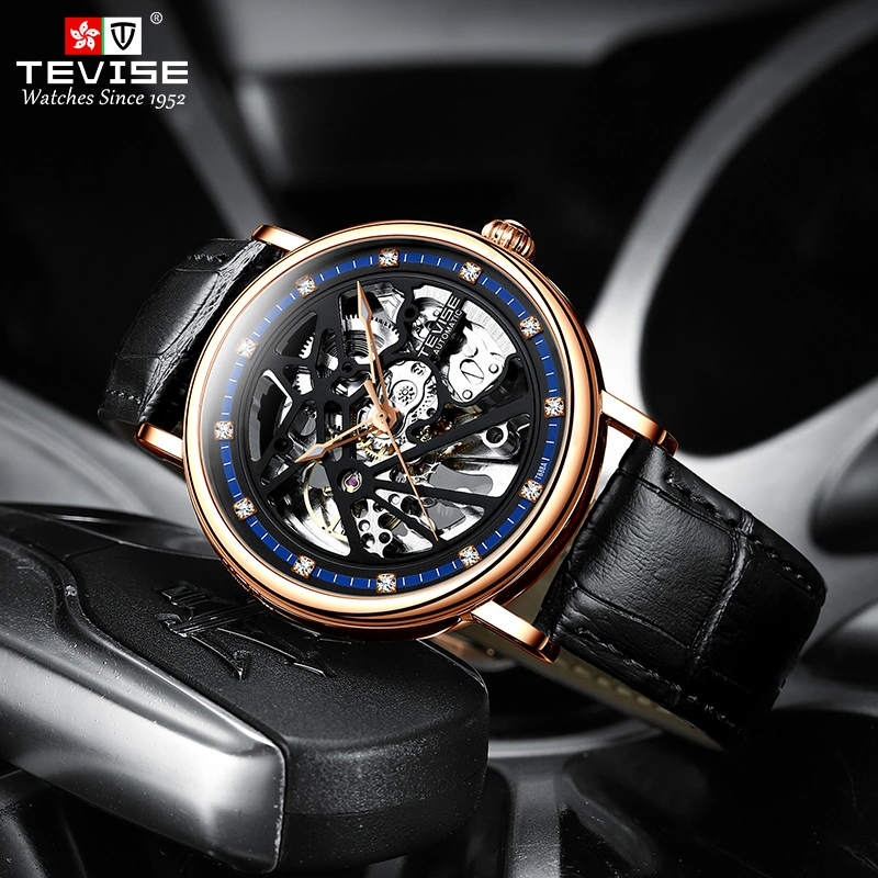 Skeleton Tourbillon Edelstahl Mechanische Uhr wasserdicht Herren