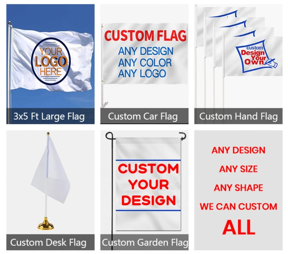 3X5FT 90X150cm Custom Blank Logo Banner Outdoor Advertising Golf Flying Table Desk Hand Garden Car Flags with Logo Double Sided Sublimation Printing