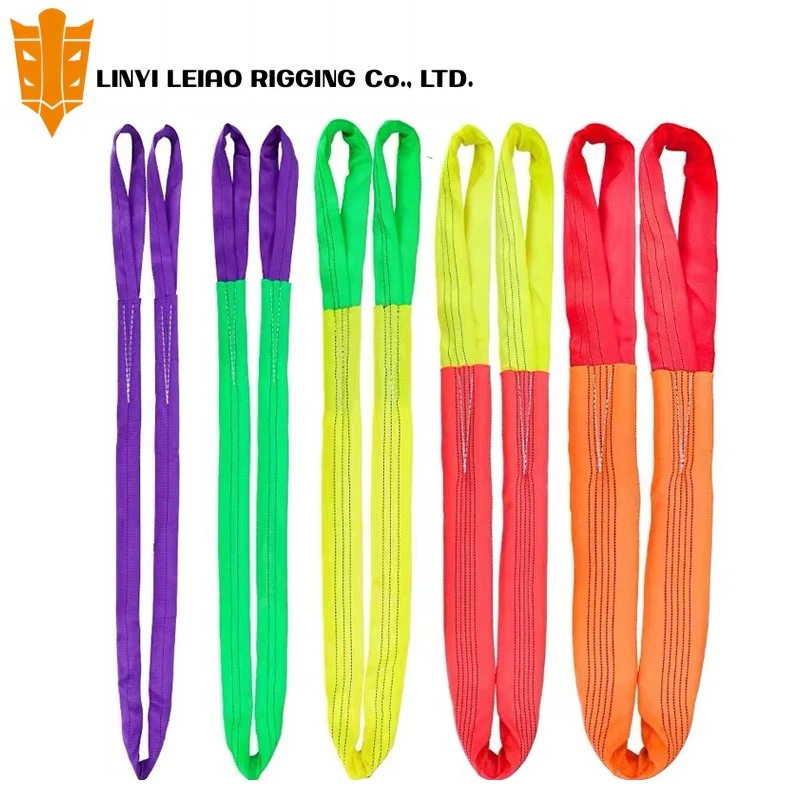 1t-10t Round Lifting Webbing Belt Sling Polyester Serviceable Material Handling