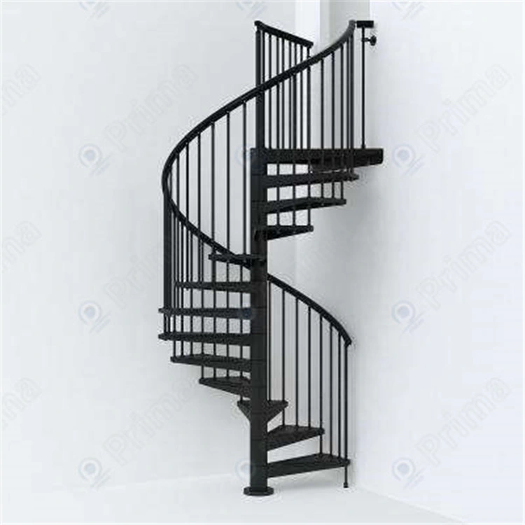 Home Modern Carbon Steel Wood Glass Spiral Staircase