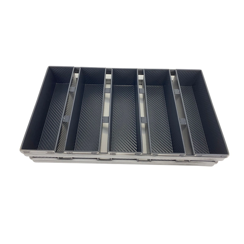 Custom Made Bakeware 5 Cavities Aluminium Alusteel Non Stick Corrugated Toast Sandwich Bread Loaf Baking Pan with Lid