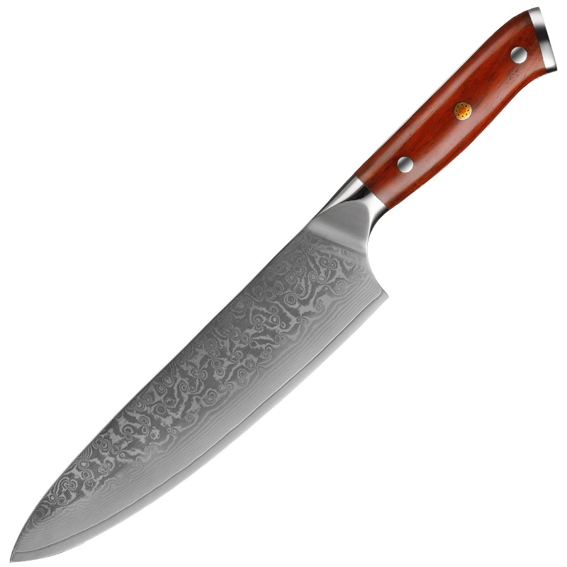 8 Zoll Professional 67 Schichten Damaskus Stahl Rosenholz Massivholz Griff scharfe Küche Chef Messer mit Geschenkbox