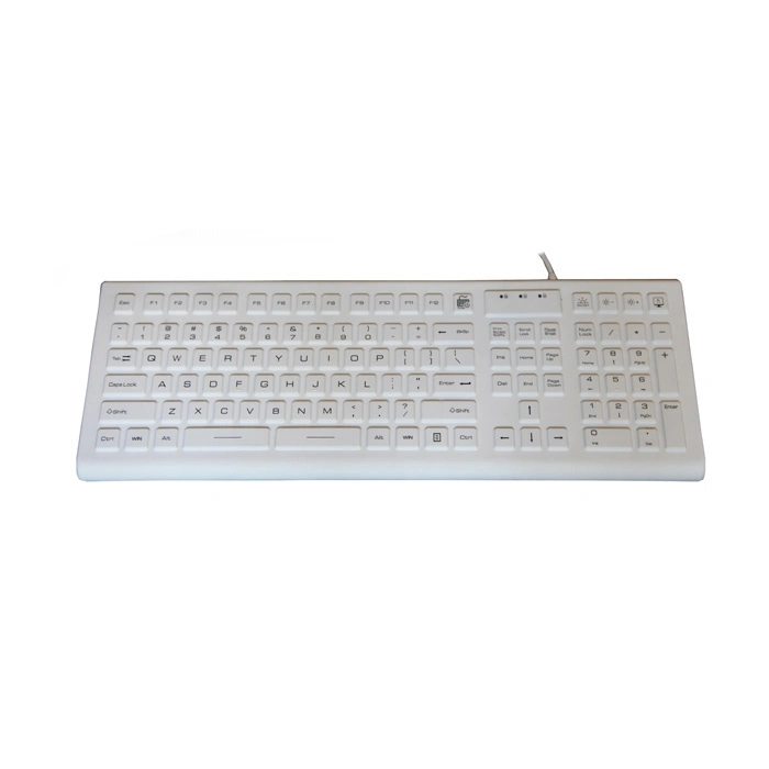 Anti-Bacterial Backlight-Adjustable impermeable resistente teclado de silicona médica Industrial con 12 teclas de función y el teclado numérico