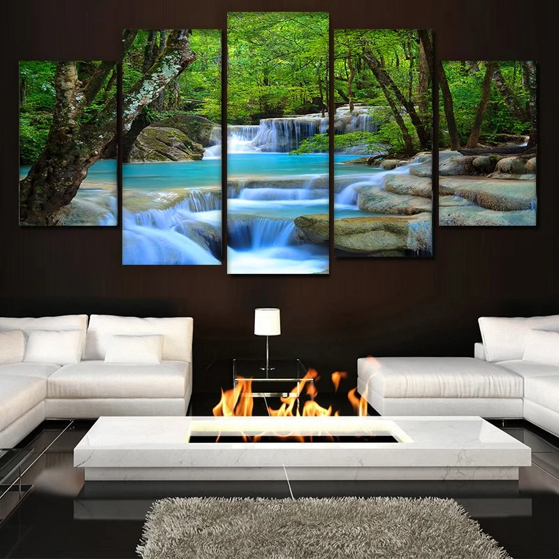 High quality/High cost performance  Custom Wall HD Print on Canvas with 5 Pieces