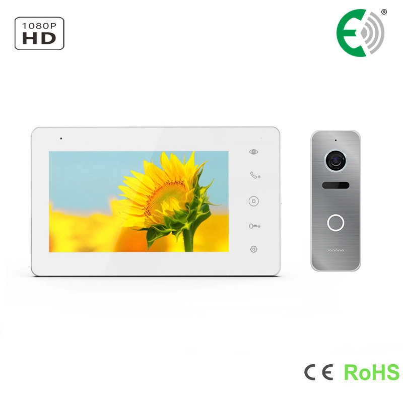 4-Wire 7" HD Home Security Intercom System Video Doorphone (Matal case optional)