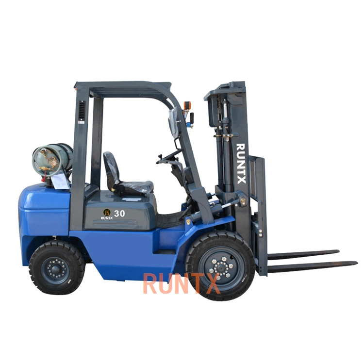 Runtx Brand Dual Fuel Forklift 2.5 Ton LPG Gasoline Forklift with Side Shift Triple Full Free Mast