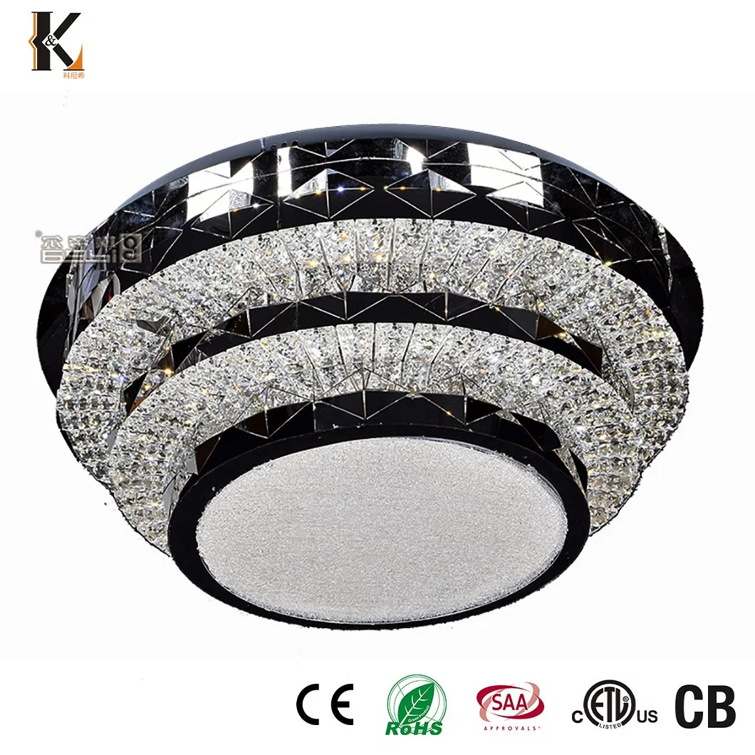 Plafonnier en cristal China Dining Room Luxury Modern Designer Custom Lampe de plafond ronde K9 Crystal LED fantaisie or