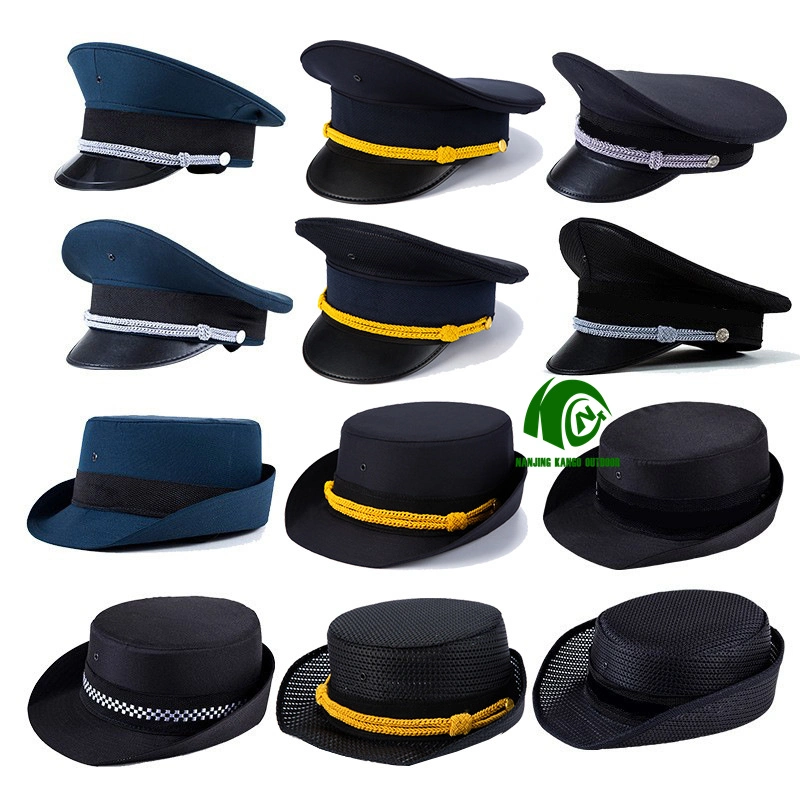 Kango Custom noir amovible Capitaine Officier militaire chapeaux uniforme Casquette pilote