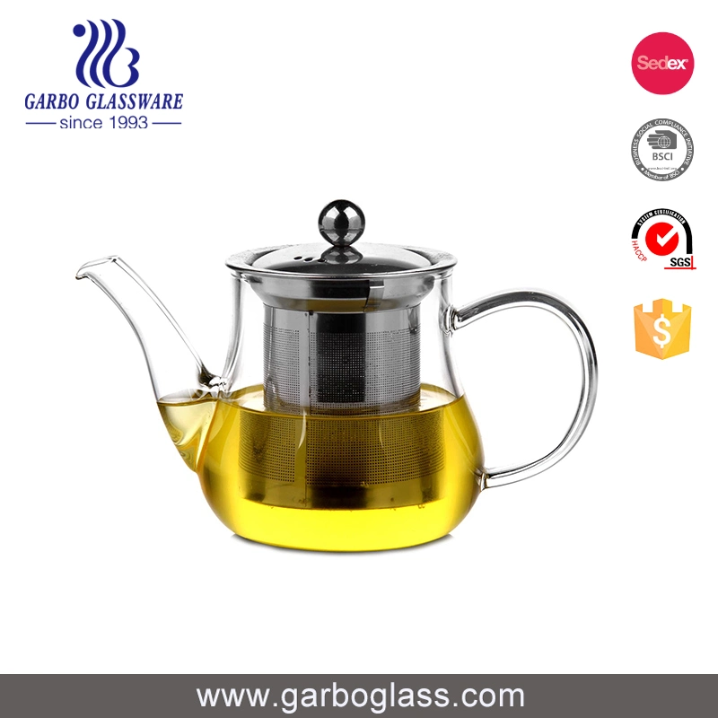 Comercio al por mayor Tetera Infuser COCINA Set de Regalo tetera de vidrio con colador de acero inoxidable extraíble Personalizado 4 tazas de doble pared y Té para diariamente