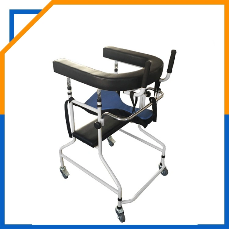 Steel Frame Disabled Assistive Equipment Rollator Adjustable High, Foldable Universal Wheel